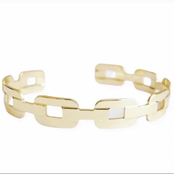 Anthropology Revolve SHASHI Chain Link Cuff Bracelet 18K Gold Plated Silver NWT - Picture 2 of 4